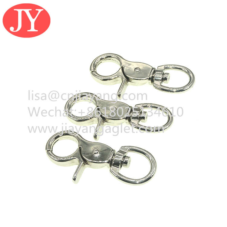 Quality china factory custom zine alloy metal lanyard hook silver/gold color swivel snap hook key chain clasp clips wholesale