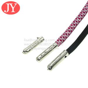 Quality Jiayang Garment drawstring manufacturer custom engrave logo aglets hoodie laces with a metal tip wholesale