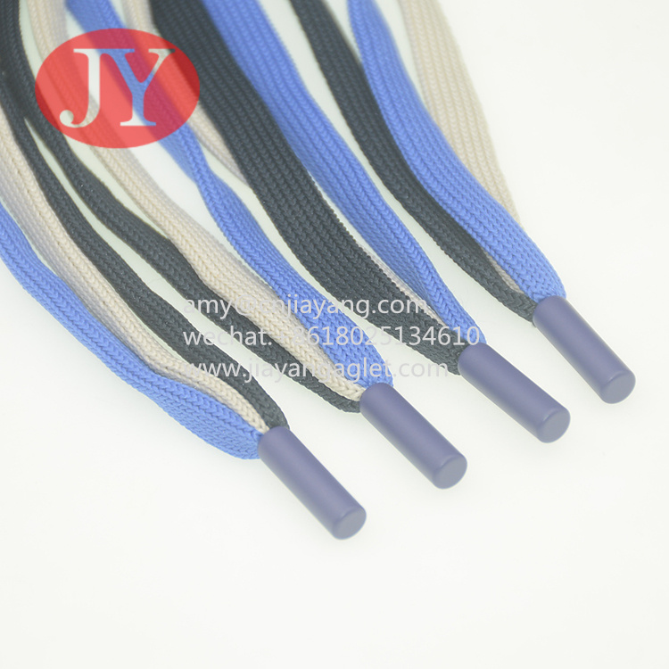 Quality custom drawstring cord colored flat hoodie draw string injected rubber plastic tips Draw cords wholesale