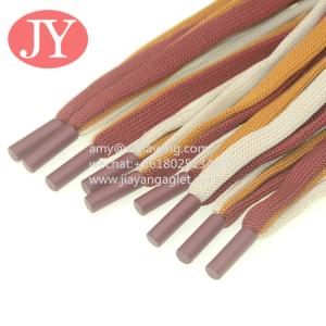 Quality custom drawstring cord colored flat hoodie draw string  injected rubber plastic tips Draw cords wholesale
