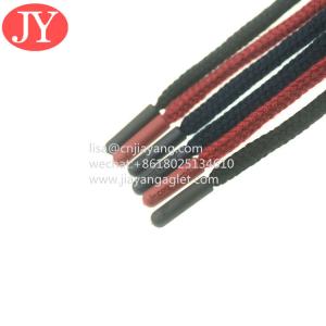Quality factory direct produce red/ green round cotton strings end with color plasitc aglet shoelace silicone aglets tips wholesale