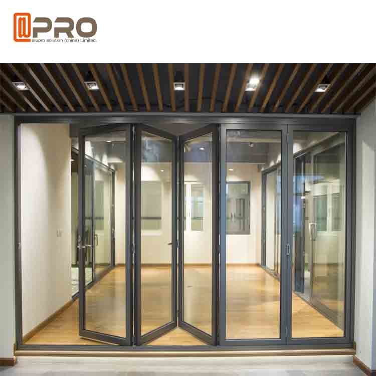 Quality Powder Coated Aluminum Folding Doors For Commercial Buildings Customized Size automatic folding door security folding do wholesale