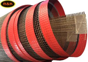 Quality 300 Degrees Red Edging Polymer Conveyor Belt 4*4mm Hole Coated Mesh wholesale