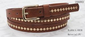 Quality Polished Patterns Womens Fashion Belts With Gold Buckle And Square Metal Studs 1.85cm Width wholesale