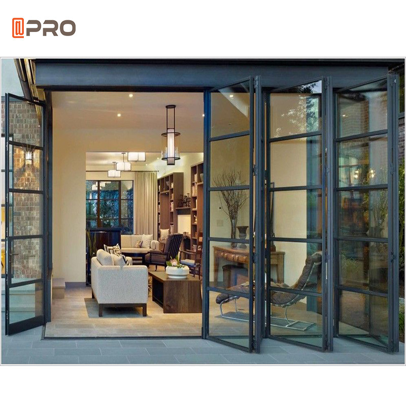 Quality Aluminum Luxury Steel Glass Folding Door Accordion Glass Patio Doors wholesale