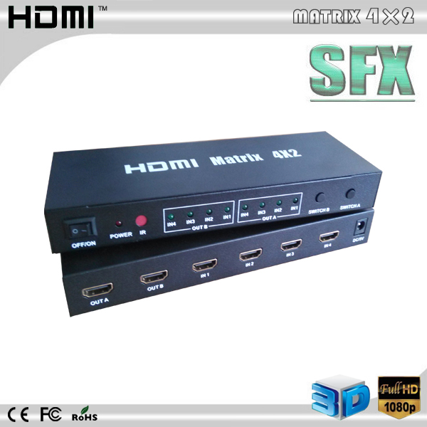 Quality 4x2 hdmi 1.4 matrix with 4 in 2 out wholesale