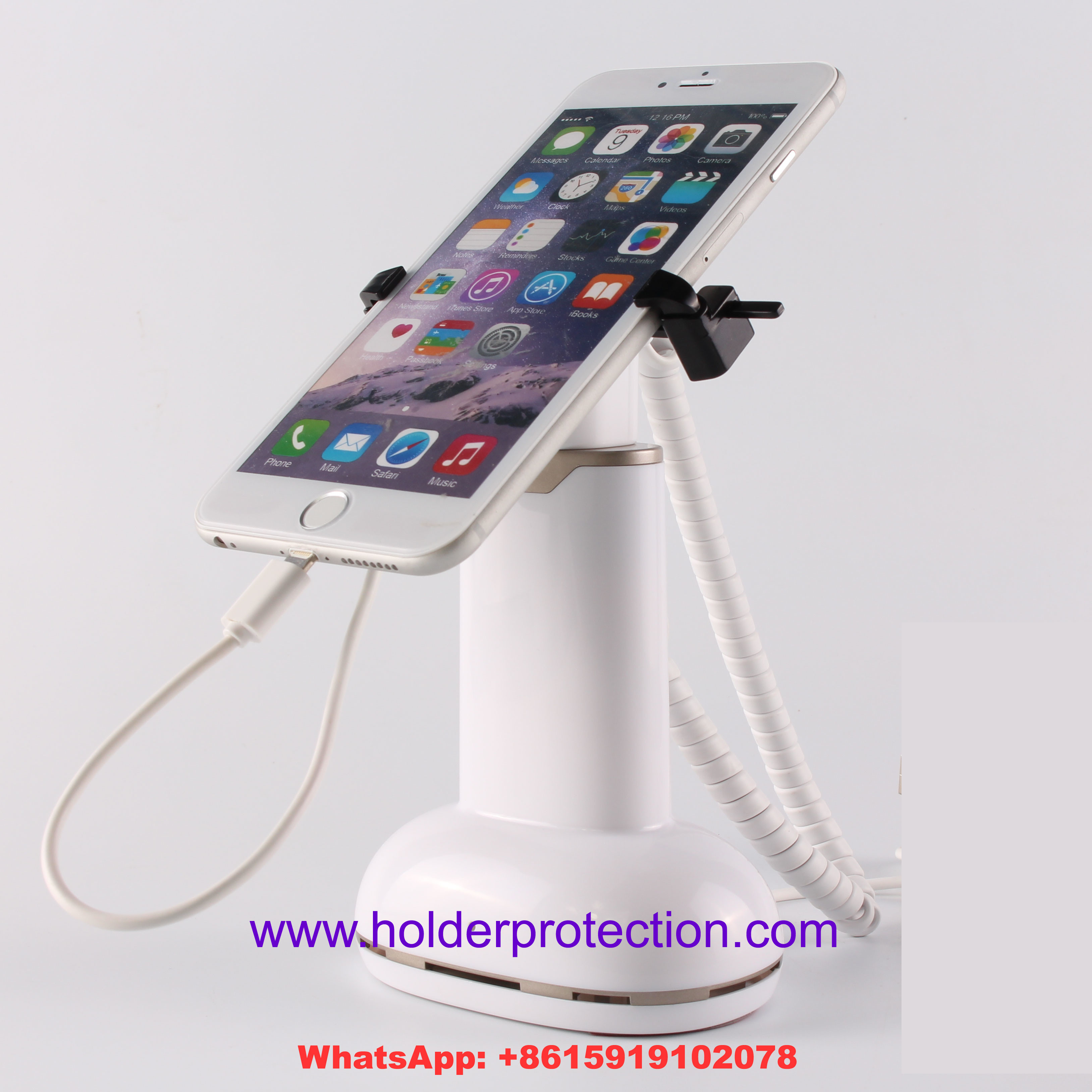 Quality COMER Retail Display Alarm plastic Stand for Mobile Phone with High Security Gripper wholesale