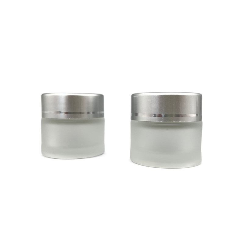 China 10g Frosted Cosmetic Glass Jar Cream Diameter 3.5cm Clear Color White Lid on sale