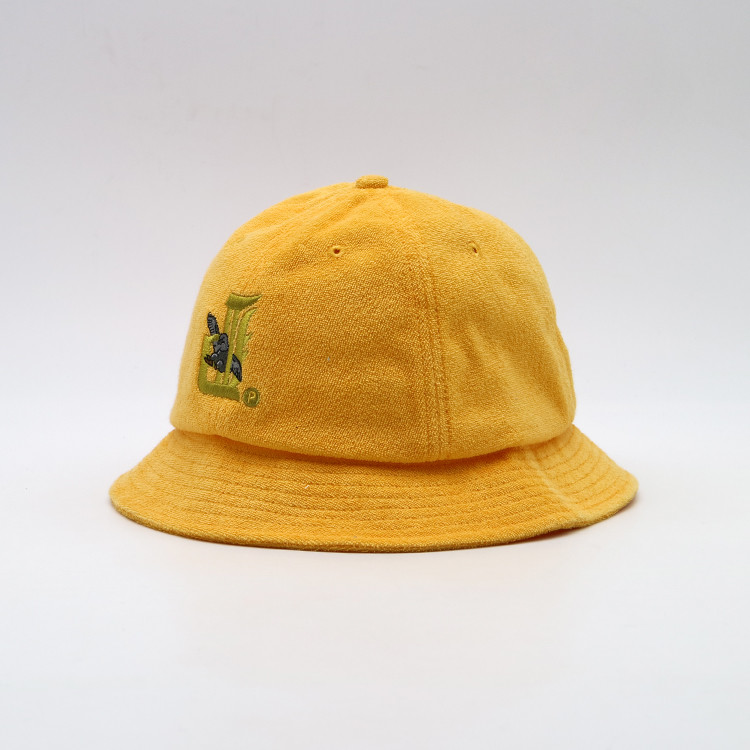 Quality Flat Embroidery Unisex Bucket Hat Yellow Cotton Fishing Hat wholesale