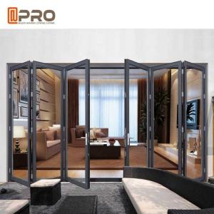 Quality Aluminium Double Insulated Glazing Folding Door Airtight Thermal Break Finished Surface room folding door folding grill wholesale