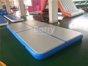 Quality Blue Inflatable Air Track Gymnastics Mat , Double Wall Fabric Air Trak Mat For Gym wholesale
