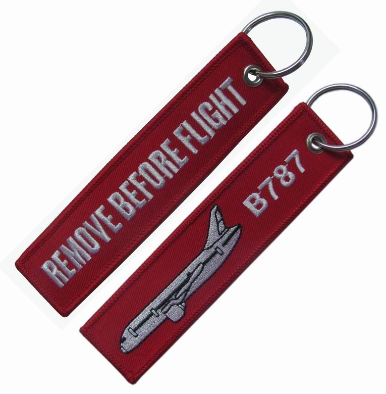 Quality Perfect Airplane Details Embroidered Remove Before Flight Keychain wholesale