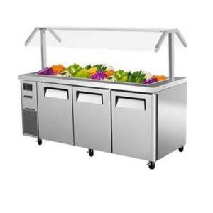 China Stainless Steel Saladette Salad Bar Fridge With Glass Cover on sale