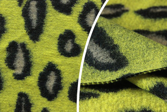 Leopard Print Wool Jacquard Fabric Tweedy Suiting For Business Apparel