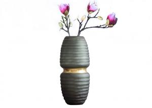 Quality Gradient Gray Decorative Glass Vases Polished Surface Handling wholesale
