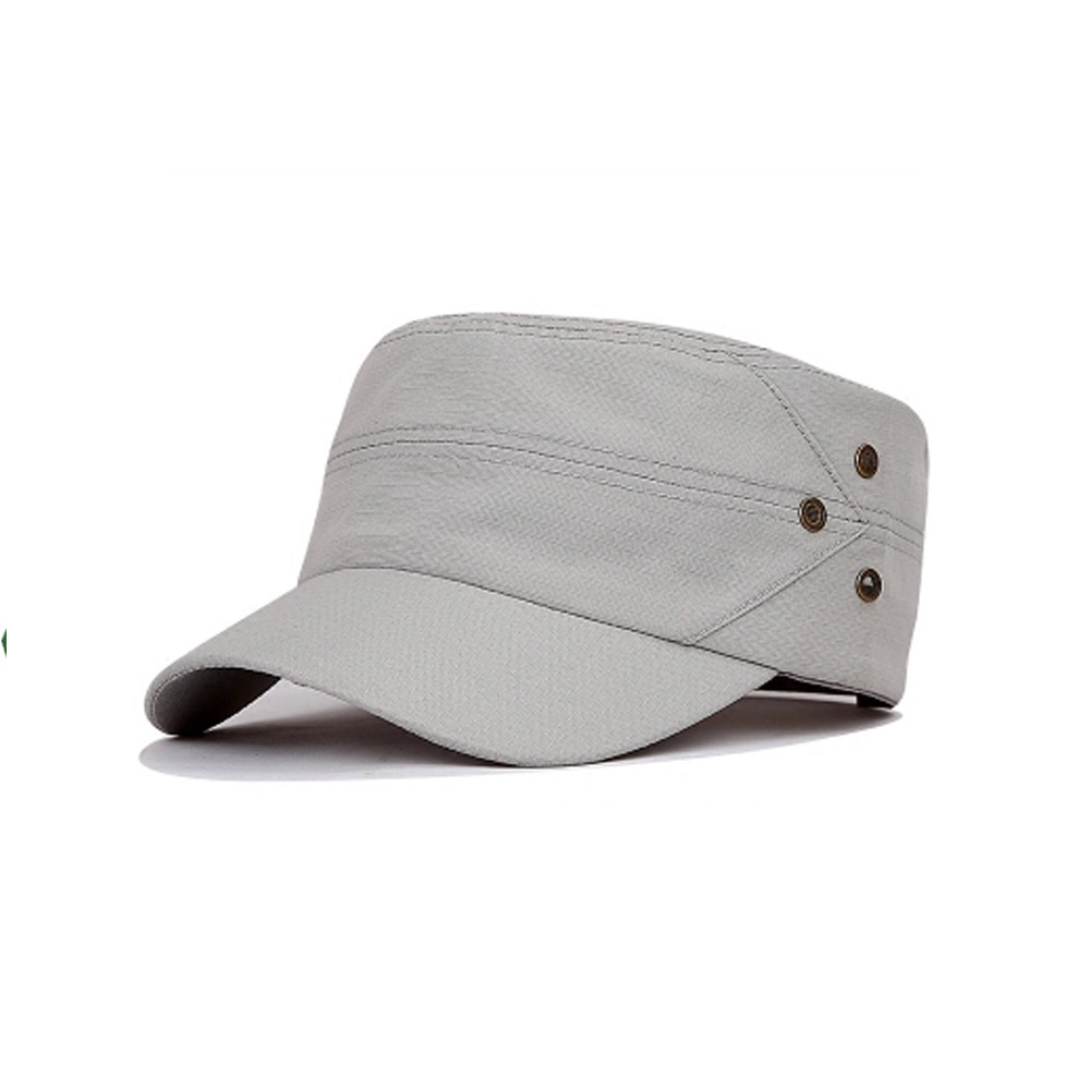 Quality 100% Cotton Military Cap , Flat Top Blank Adjustable Military Cap Multi Panel wholesale