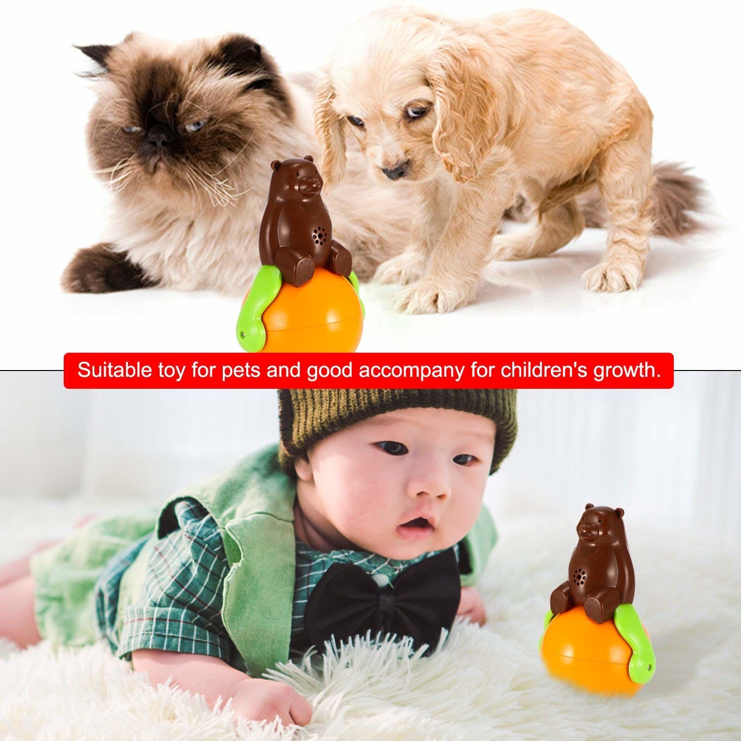 Quality Christmas gift tumbler cat toy funny tumbler pet cat dog toy sunds Light wholesale