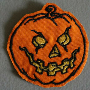 Quality Jack O Lantern Embroidered Iron On Patch Halloween Pumpkin Iron On Backing wholesale
