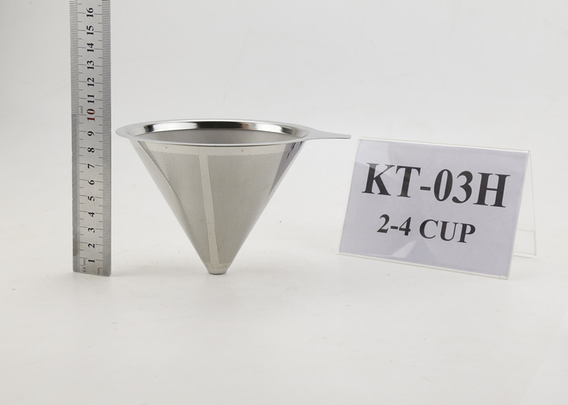 Quality 4 Cups Stainless Steel Coffee Dripper , Double Layer Pour Over Coffee Cone wholesale