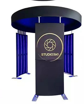 3 Panel Colorful Light 360 Photo Booth Enclosure Custom Logo Design