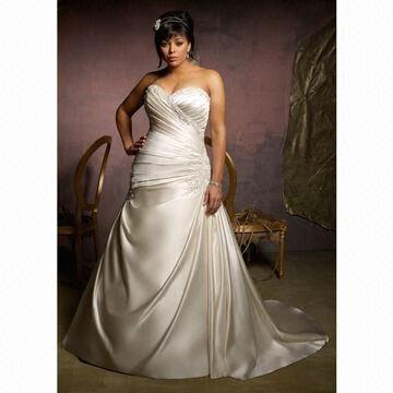Quality Sweetheart Satin Plus Size Wedding Dress, New Arrival, with Sweep Train wholesale