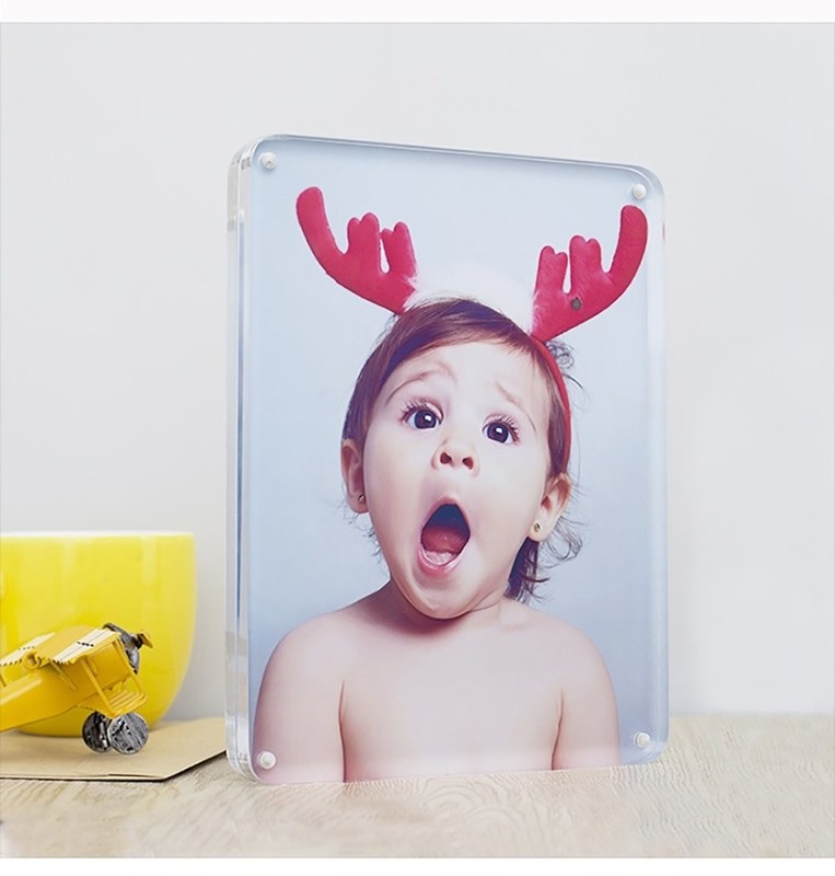 Quality 4R Photo Paper Insert Desktop Plastic Acrylic Magnetic Picture Frame Clear Double Side wholesale
