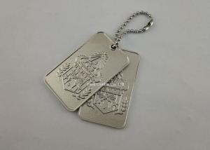 Quality Durable Iron Karate Dog Tags , Custom Bag Hanger Silver With Ball Chain wholesale