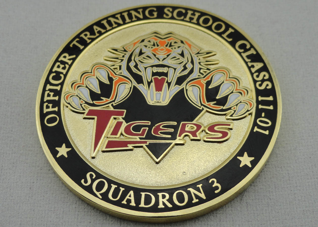 Quality Double Sided Officer School Personalized Coins with synthetic enamel and Gold, Copper, Silver Plating wholesale