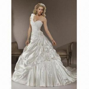 Quality One-shoulder A-line Satin Bridal Dress wholesale