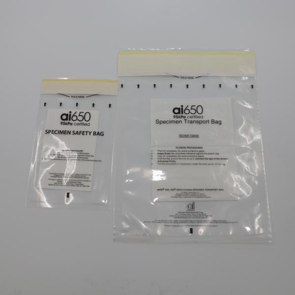 Eco Friendly Lab Use Side Gusset Clear Plastic Specimen Biohazard Bags 3 / 2 Walls