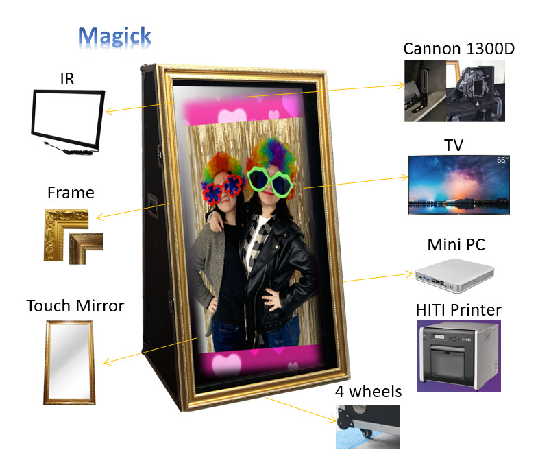 China Touch Screen Kiosk Magic Mirror Photo Booth Machine 65 Inch 800cd/m2 Brightness on sale