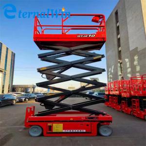 China 10m Lifting Height 350kg Red Electric Battery Scissor Lift Platform For Sale on sale