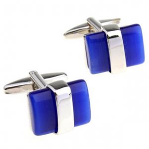 China Novelty Zinc Alloy Blue Crystal Cufflinks on sale