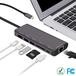 China USB Hub 6-Port USB 3.0 Ultra Data desktop 6 in 1 USB 3.1 Type C charge convertor Hub with LAN Type-C  SD USB 3.0 on sale