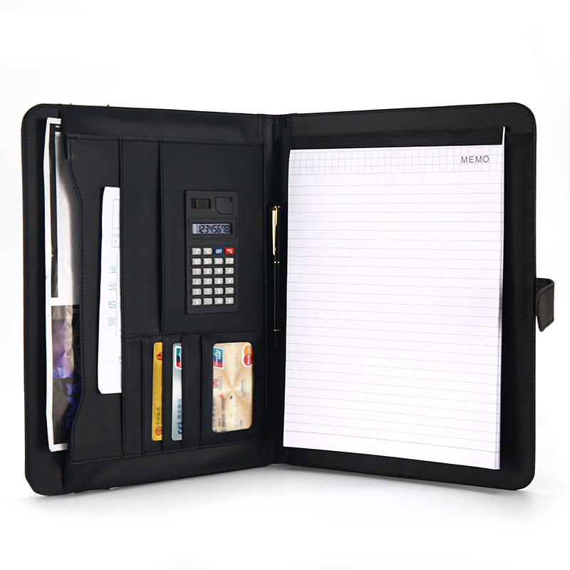 Quality Business Gift A4 Leather Document Folder File Organizer Portfolio Stationery Notebook wholesale