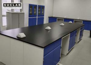 China Blue Cabinet Chemical Lab Tables 16mm Epoxy Resin Worktop Laboratory Furniture on sale