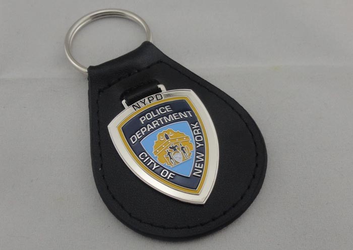 Quality 1.5 mm Personalized Leather Keychains , City NY Leather Key Chain With Nickel Plating wholesale