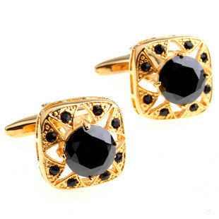 Cheap Stainless steel black crystal cufflink for sale