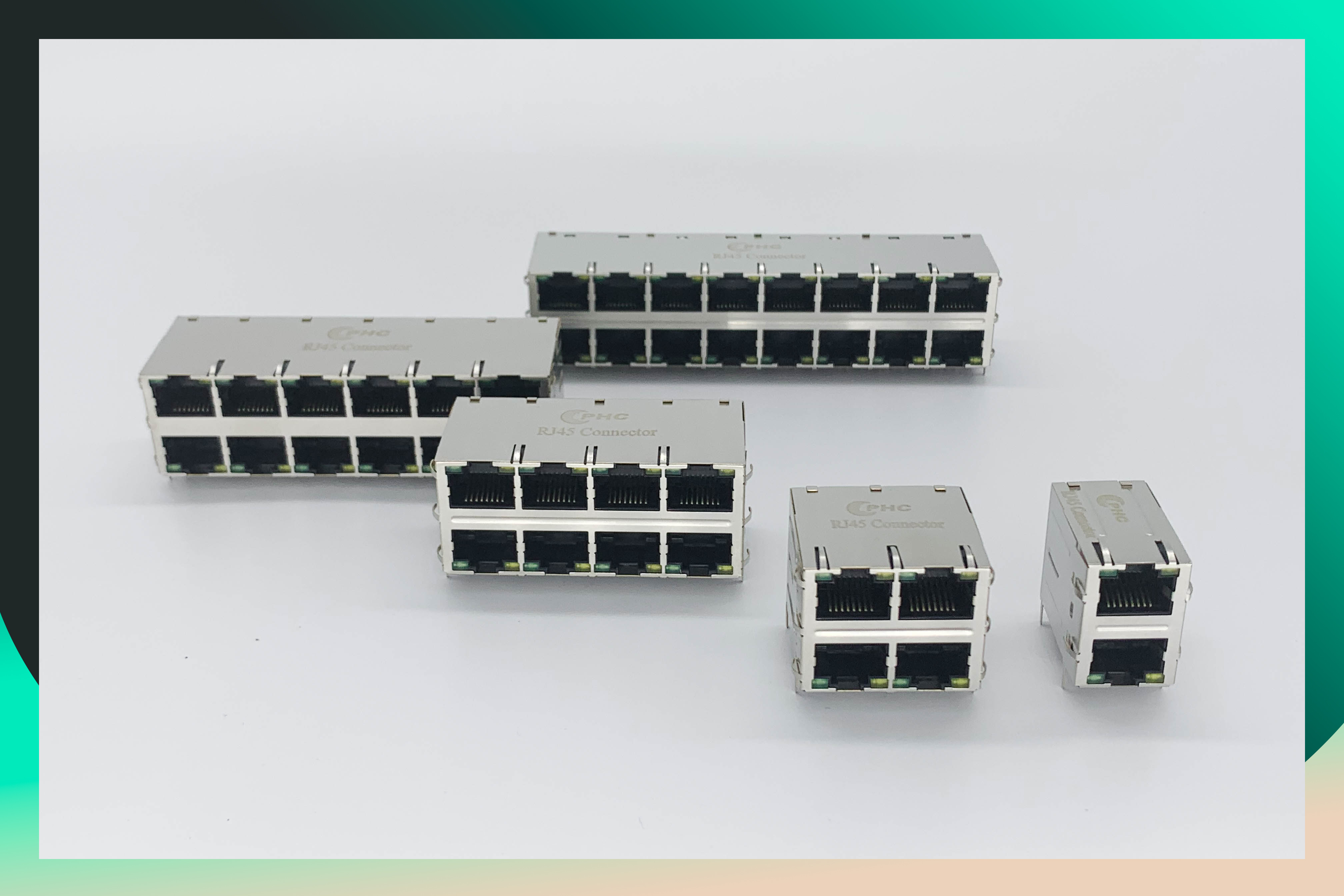 Quality PBT Insulation Female 2x2 RJ45 Modular Connector With LED wholesale