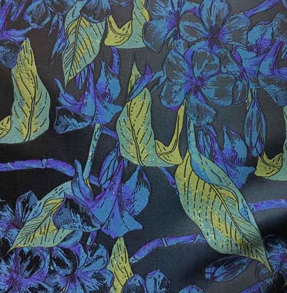 Quality Residential Fabric Silky Jacquard Yarn-dyed Leaves H/R 21.0cm 500T/100% P/180gsm wholesale