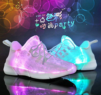China App Control Fiber Optic LED Shoes USB Rechargeable Endurable Glowing Sneakers on sale