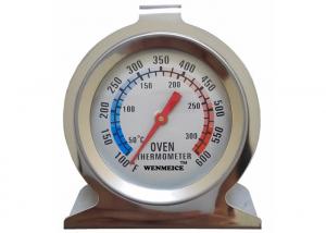 Stainless Steel Hanging Oven Thermometer , 2'' Bimetal Dial Thermometer