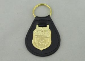 Quality 3D NCIS Personalized Leather Key Chain With Gold Plating Emblem wholesale