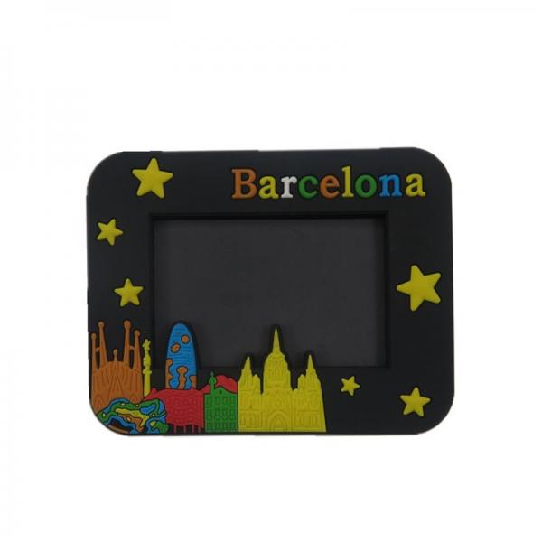 3D effect rectangle soft magnetic frame Spain Barcelona souvenir gift PVC rubber picture frame