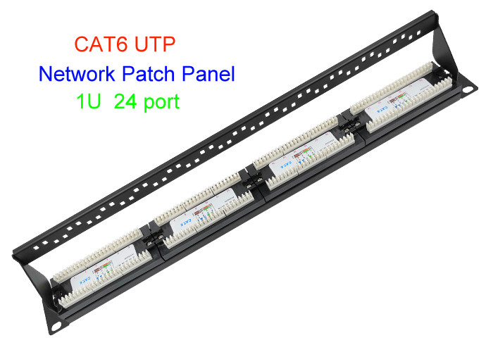 China 1U 19 Inch UTP Copper Lan Cable 2U CAT5E CAT6 24 48 Port RJ45 Network Patch Panel on sale