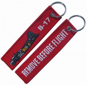 Quality B-17 Remove Before Flight PMS Color Embroidered Key Chain wholesale