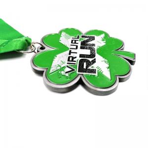 Quality four leaf clover virtual Custom Running Medals wholesale