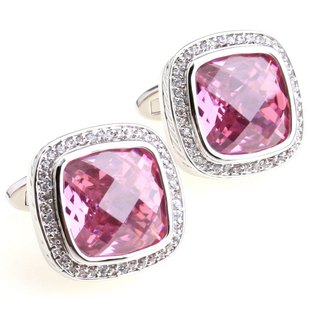 Buy cheap Offset Pink Crystals Cuff Links from wholesalers