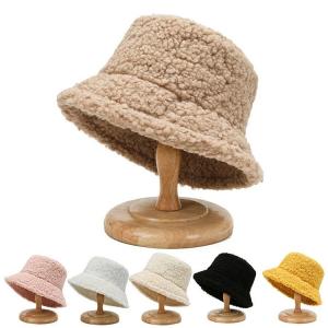 Quality Unisex Harajuku Bucket Hat Graffiti Solid Fisherman Hat Autumn Winter Lamb Wool 60cm wholesale