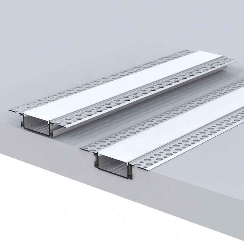 Quality Plasterboard Drywall Aluminum Extrusions For LED Lights Transparent Cover wholesale